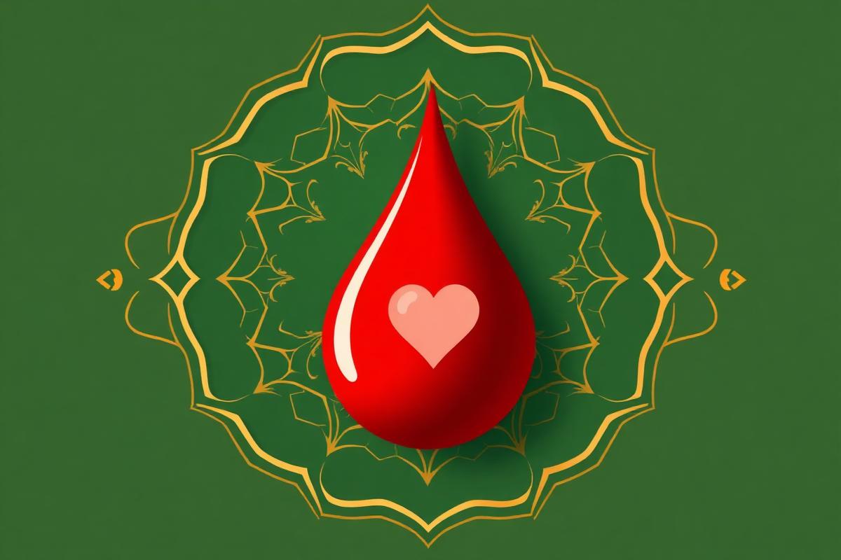 Blood donation drop with Islamic ornament