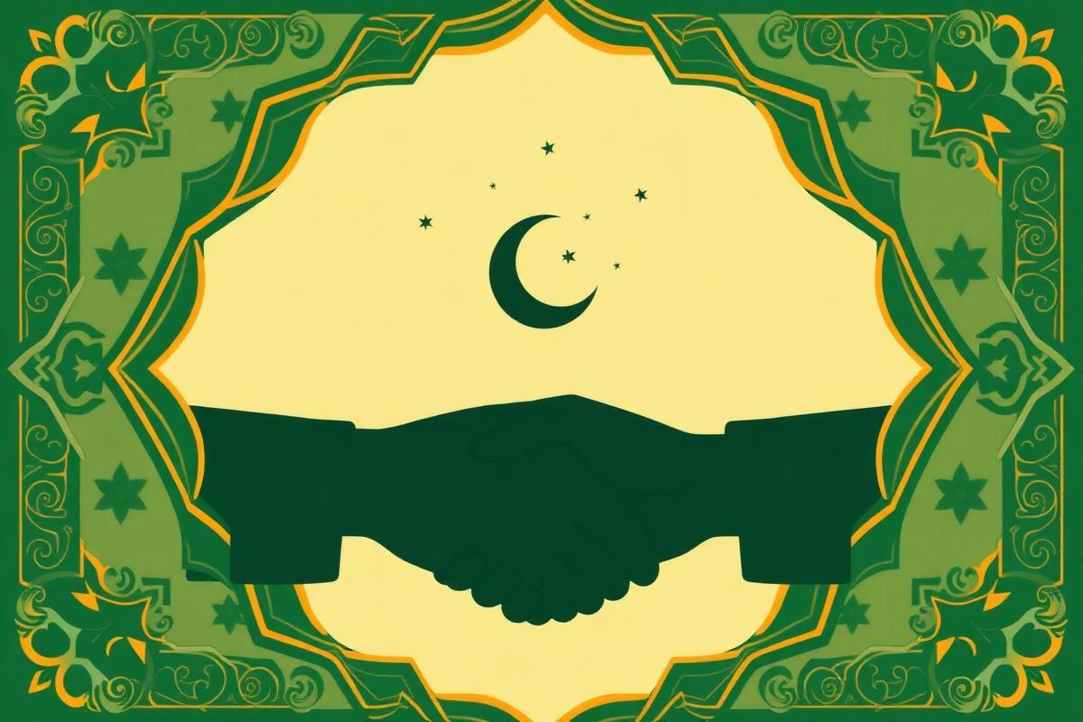 Handshake under crescent — community